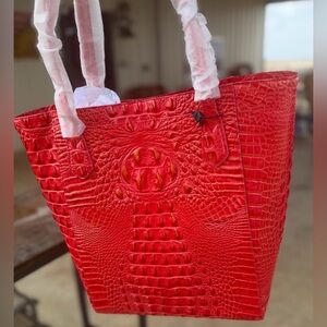 Brahmin Jayden Tote NWT in RED with Orange / Gold tipping price firm